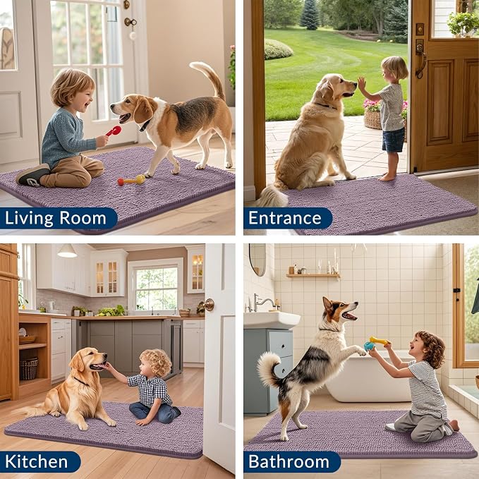 Smiry Dog Door Mat for Muddy Paws 59x35, Absorbent Dirt Trapper, Non-Slip - Image 7