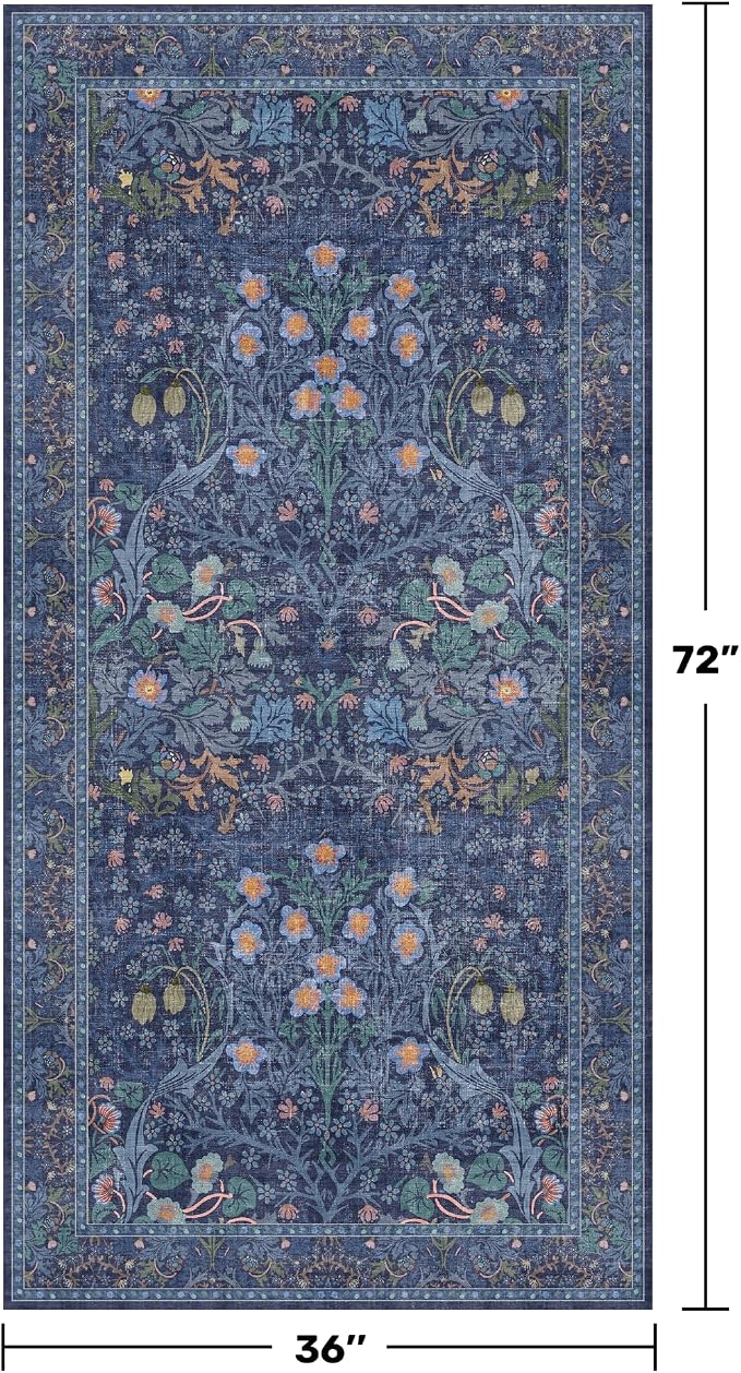 Vintage Dark Blue 3x6 Area Rugs - Image 2