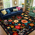 RELEANY Floral 8x10 Area Rugs Washable Print Boho Cute Carpet Non Slip Flower by RELEANY