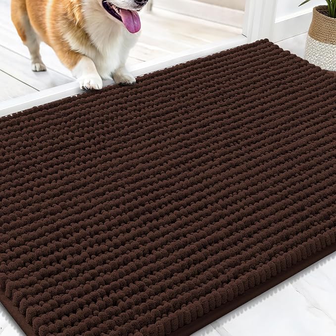 OLANLY Dog Door Mat for Muddy Paws 34x21, Ultra Absorbent Chenille Mud Doormat by OLANLY
