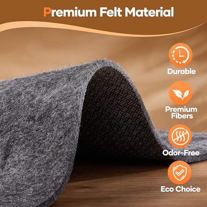 Veken Non Slip Cushioned Rug Pad Gripper 8 x 10 Ft, Felt and Silicone Backing - Image 8