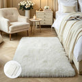 KCHOWUA Cream White Fluffy Area Rug by KICHOWUA