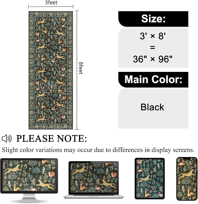 DUKINO 3x8 Washable Runner Rug, Low Pile Animal Print Non Slip Long Runner Rug - Image 2