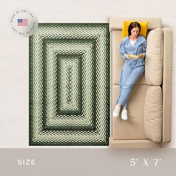 Maples Rugs Marion Bohemian Braided-Style Print Area Rug – Made in USA – Low - Image 3