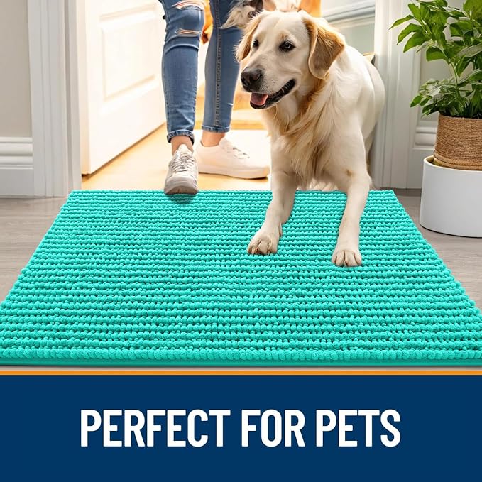 OLANLY Dog Door Mat for Muddy Paws 44x24, Ultra Absorbent Chenille Mud Doormat - Image 6