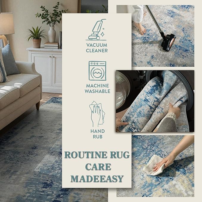 Lahome Modern Abstract Area Rug 4x6, Washable Living Room Rug - Image 5