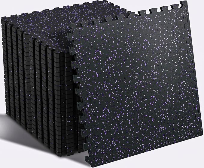 SUPERJARE 0.56'' Thick 24 Pcs 96 Sq Ft Rubber Top Exercise Equipment Mats by SUPERJARE
