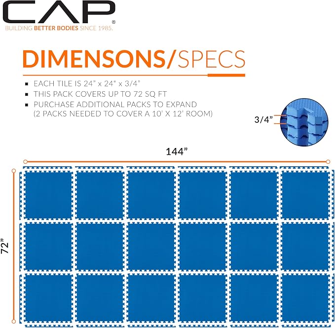 CAP Puzzle Exercise Mats | 3/4” Thick EVA Interlocking Foam Tiles - Image 4
