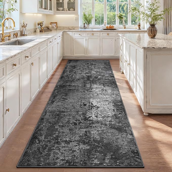 2.6x12 Black Rug Runners for Hallways Kitchen Runner Rug Non Slip Washable - Image 5