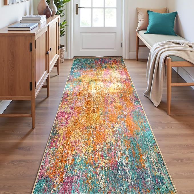 RELEANY Washable Area Rugs 2'x8' Non-Slip Modern Abstract Soft by RELEANY