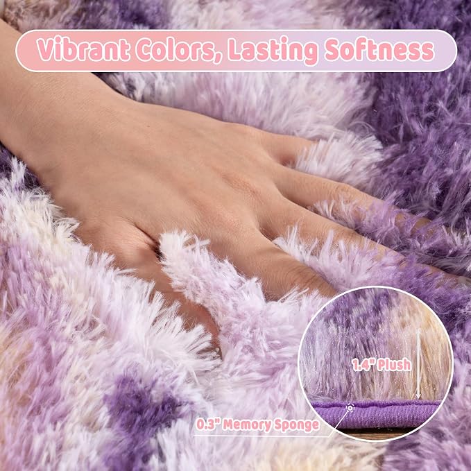 Shag Rugs for Living Room 6x9, Ultra Soft Abstract Purple Big Fuzzy Rugs for - Image 5