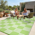 Garvee Waterproof Outdoor Rug 10x20, Checkered Foldable Plastic Straw Patio by Garvee