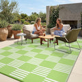 Garvee Waterproof Outdoor Rug 10x14, Checkered Foldable Plastic Straw Patio by Garvee