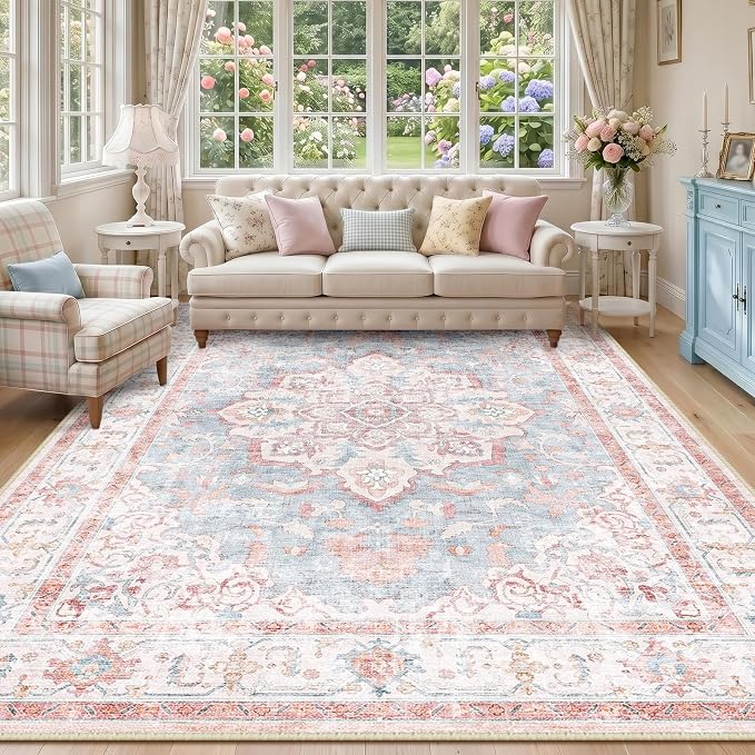 CAPALOCA Machine Washable Rugs Nursery Rug 8x10 Cute Girl Non Slip Low Pile by CAPALOCA