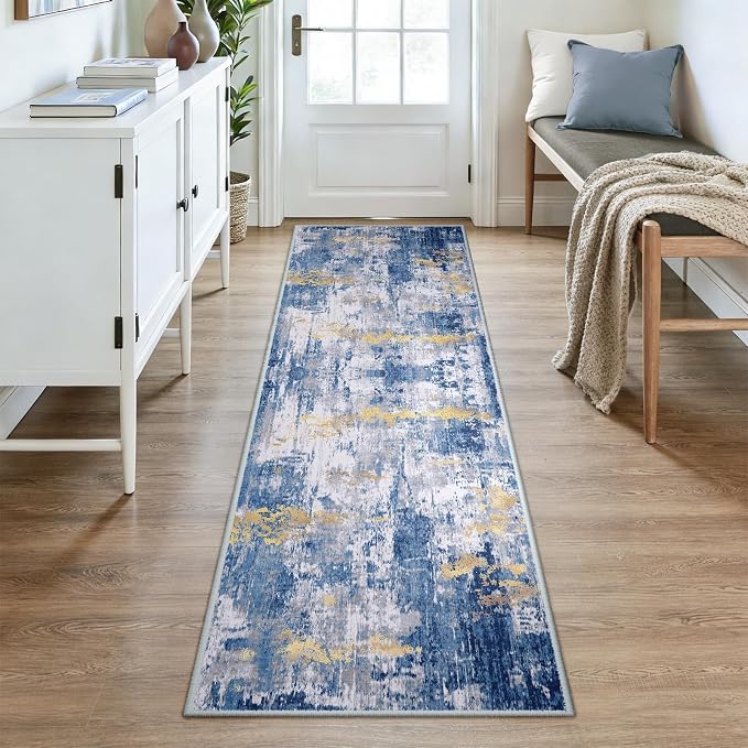 RELEANY Washable Area Rugs 2'6"x8 Non-Slip Modern Abstract Soft - Image 2