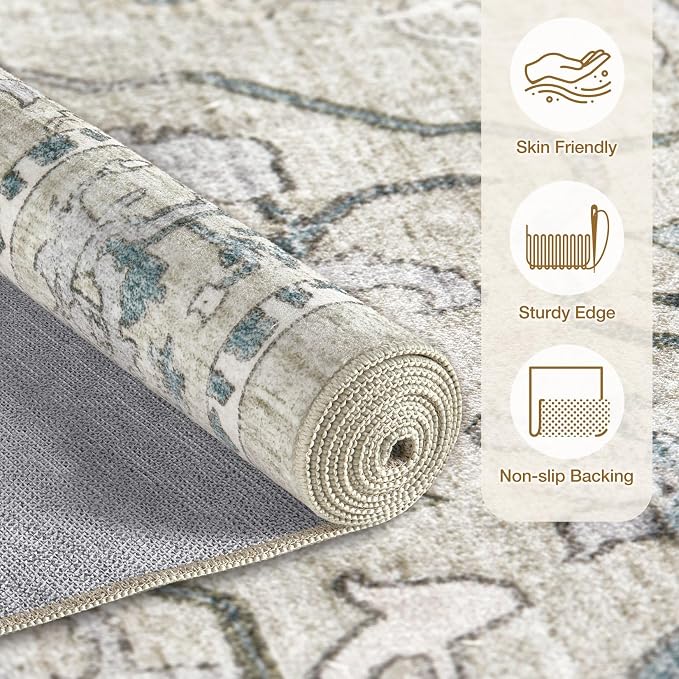 cotiled 7x9 Area Rug Machine Washable Vintage Carpet - Image 2