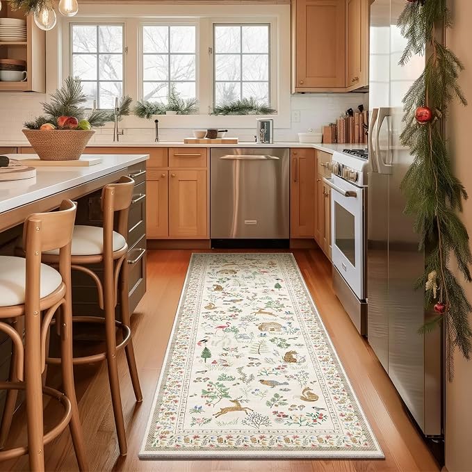 Machine Washable Kitchen Runner Rugs: 2'6"x8' Hallway Runner Non Slip Low Pile - Image 2