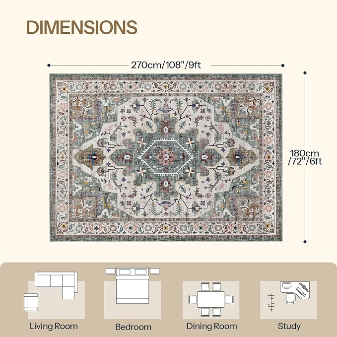 HOOBRO 5 x 7 Area Rugs Washable, Living Room Rugs, Non-Slip Rug Stain Resistant - Image 3