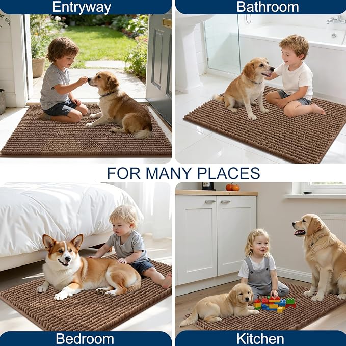 OLANLY Dog Door Mat for Muddy Paws 24x16, Ultra Absorbent Chenille Mud Doormat - Image 8
