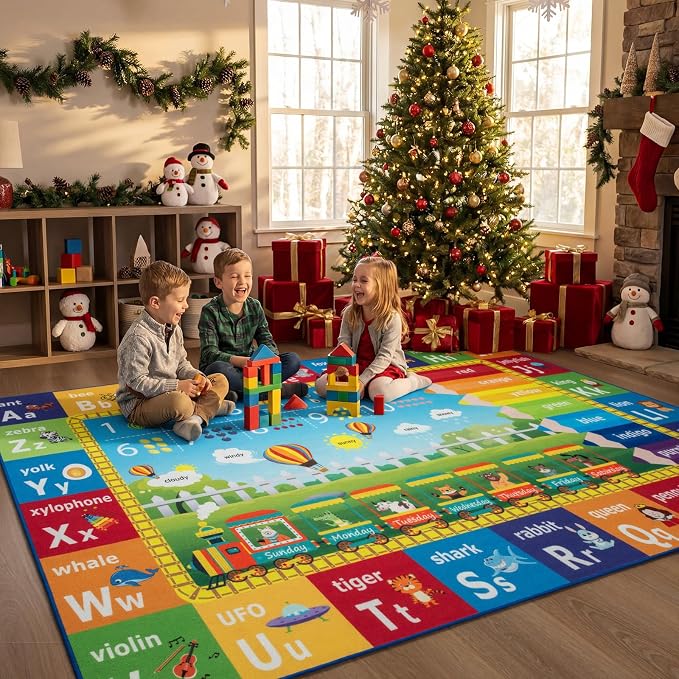 Unirea 3x5 Kids Rug for Playroom Bedroom Living Room, Washable Educational Play - Image 2