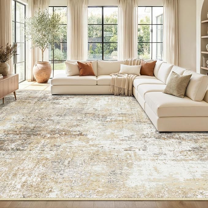 RELEANY Washable Area Rugs 9'x12' Non-Slip Modern Abstract Soft by RELEANY