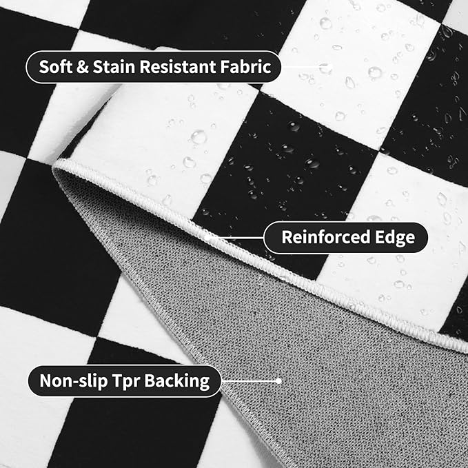 Terrug Black and White Checkered Rug - Image 5