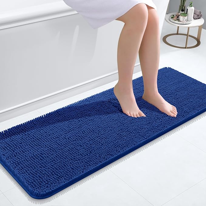 OLANLY Bathroom Runner Rugs 47x17, Soft Absorbent Chenille Bath Rugs, Rubber by OLANLY