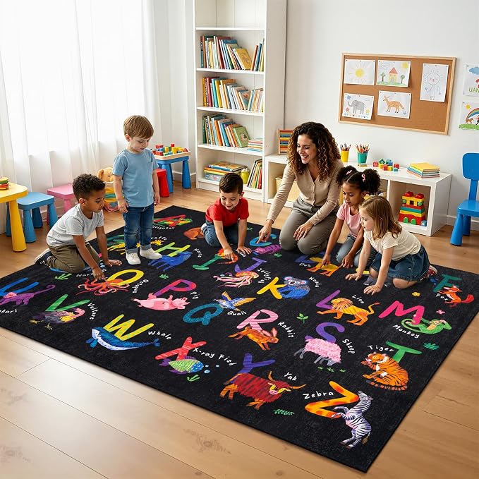 6x9 ABC Classroom Rug for Kids Playroom, Alphabet Rug - Image 3