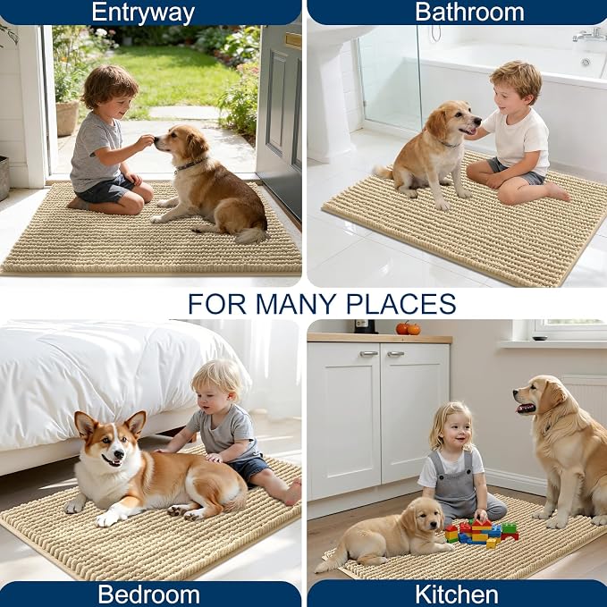 OLANLY Dog Door Mat for Muddy Paws 70x24, Ultra Absorbent Chenille Mud Doormat - Image 8