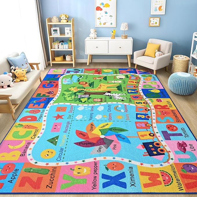 Kids Rug for Playroom, 6x9 ABC Educational Carpet for Classroom, Fun Alphabet by Unknown