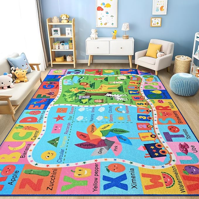 Kids Rug for Playroom, 5x7 ABC Educational Carpet for Classroom, Fun Alphabet - Image 9