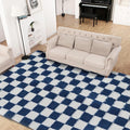 Super Soft Rug for Bedroom, 8x10 ft Blue and White Area Rug Classic Checkered by TOOHUB