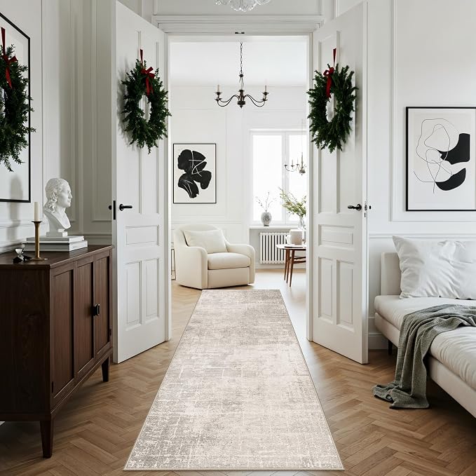 Hallway 3x8 Washable Runner Rug: Abstract Stain Resistant Entryway Kitchen Area - Image 6