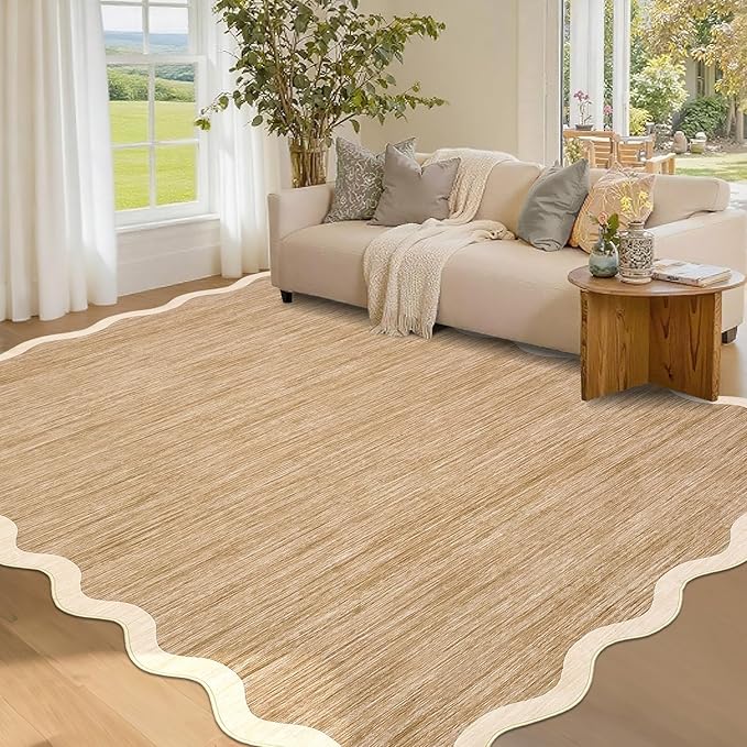 GarveeHome Scalloped Washable Area Rug 4x6 Small Entryway Rug Non Slip Modern by GarveeHome