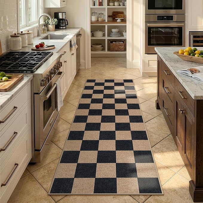 Lahome Colette Checkered Easy Jute Runner Rug, 2x6 Kitchen Runner Rug Non Slip - Image 5