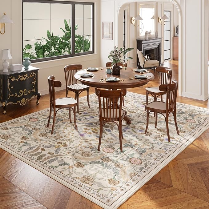 AMTOVO 6x9 Washable Area Rugs for Living Room, Non-Slip Large Soft Boho Floral - Image 3
