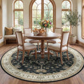 RELEANY Area Rugs Round 7ft Washable Non-Slip, Floral Vintage Distress by RELEANY