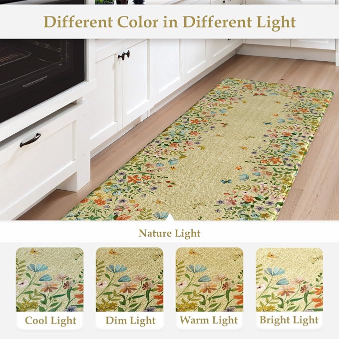 KIMODE Kitchen Mats Cushioned Anti Fatigue, Summer Farmhouse Flower Kitchen - Image 9
