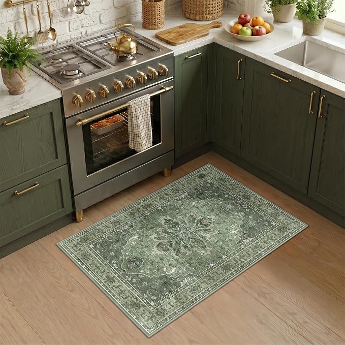 RELEANY Area Rugs Small 2'x3' Washable Non-Slip, Floral Vintage Distress - Image 2