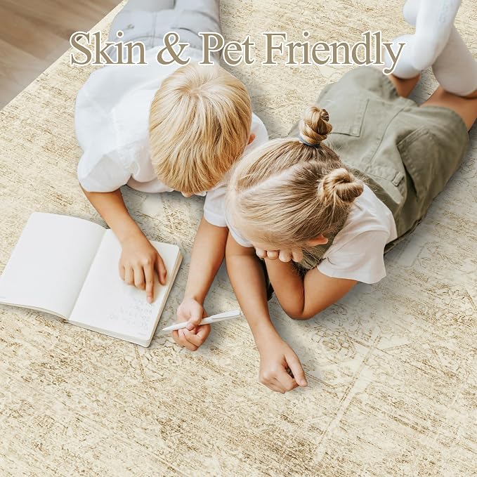 Soalmost 6x9 Area Rug for Living Room Floral Washable Non-Slip Modern Rugs for - Image 3