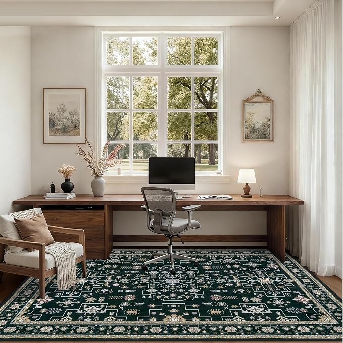 Area Rugs 9x12 Living Room Rug: Washable Rug Soft Vintage Boho Medallion Carpet - Image 6