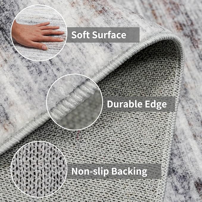 4x7 Rugs for Small Living Room: Non-Slip Washable Area Rug for Hallway Entryway - Image 5