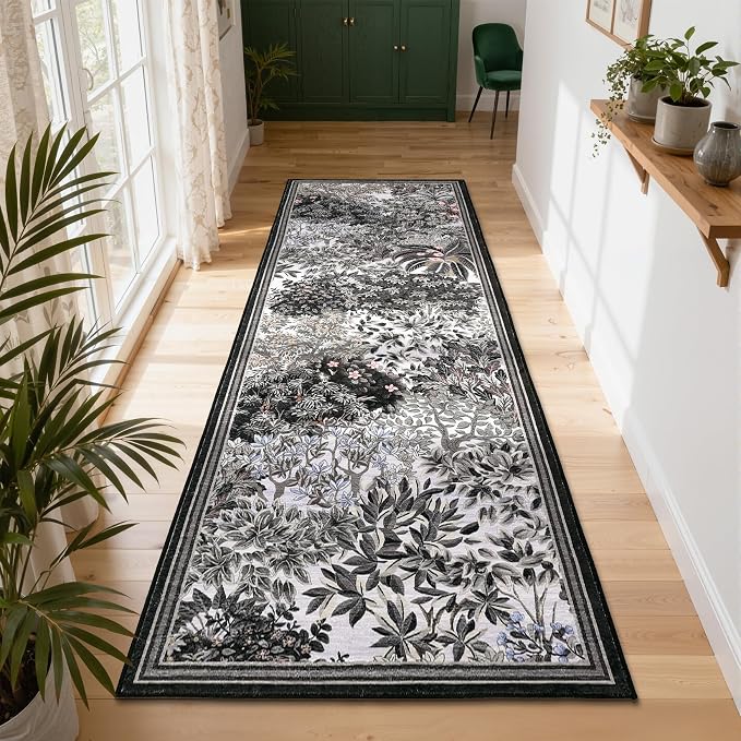 GarveeHome Forest Runner Rug, Botanical Low Pile Non Slip Stain Resistance - Image 2