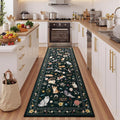 Unirea 2.6x8 Black Cat Runner Rug, Washable Non Slip Botanical Rug by UNIREA