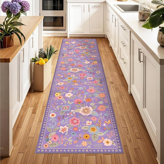 RELEANY Floral 2x6 Area Rugs Washable Print Boho Cute Carpet Non Slip Flower - Image 8