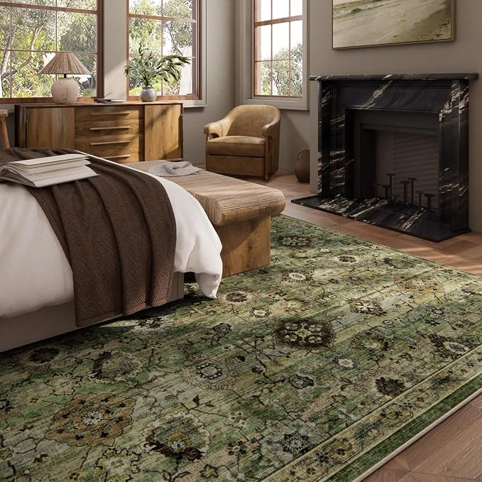 Washable Area Rugs for Living Room: 9x12 Rug Boho Vintage Rugs Stain Resistant - Image 3