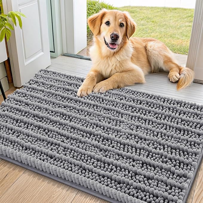 Smiry Dog Door Mat for Muddy Paws 40x24, Absorbent Dirt Trapper, Non-Slip by Smiry