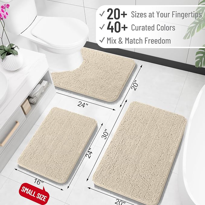 OLANLY Bathroom Runner Rugs 70x24, Extra Soft Absorbent Chenille Bath Rugs - Image 2
