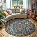 jinchan Zenith Round Rug 6ft Area Rug Soft 6'Round Vintage Floral Rug Non-Slip by JINCHAN