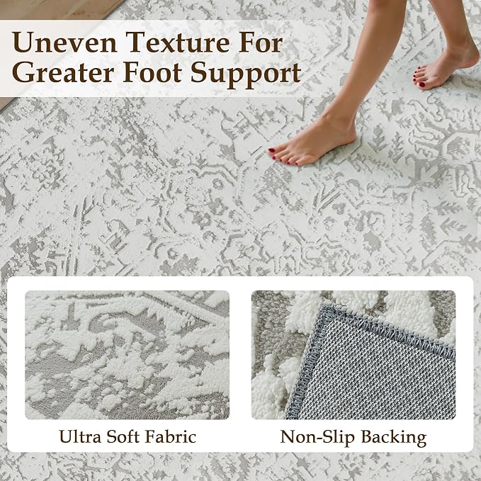 8x10 Fluffy Area Rug Grey Shag Neutral Carpet - Image 6